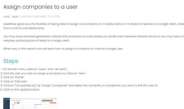 Assign companies to a user