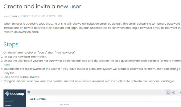 Create and invite a new user