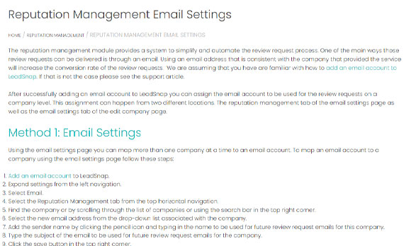 Reputation Management Email Settings